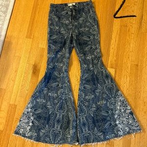 Free People Paisley Float On Flare Denim